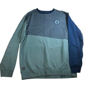 Volcom Mens Crewneck Sweatshirt Blue Teal Graphic Size L Casual